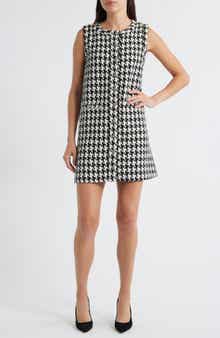 ZOE AND CLAIRE Houndstooth Check Shift Minidress