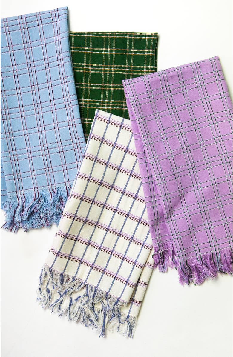 Archive New York Chiapas Plaid Handwoven Cotton Kitchen Towel, Alternate, color, Green