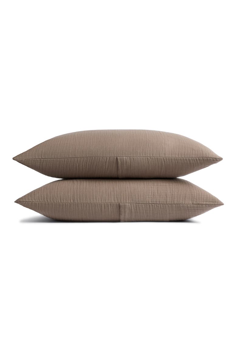 Set of 2 Cloud Organic Cotton Gauze Shams, Main, color, WARM GREY