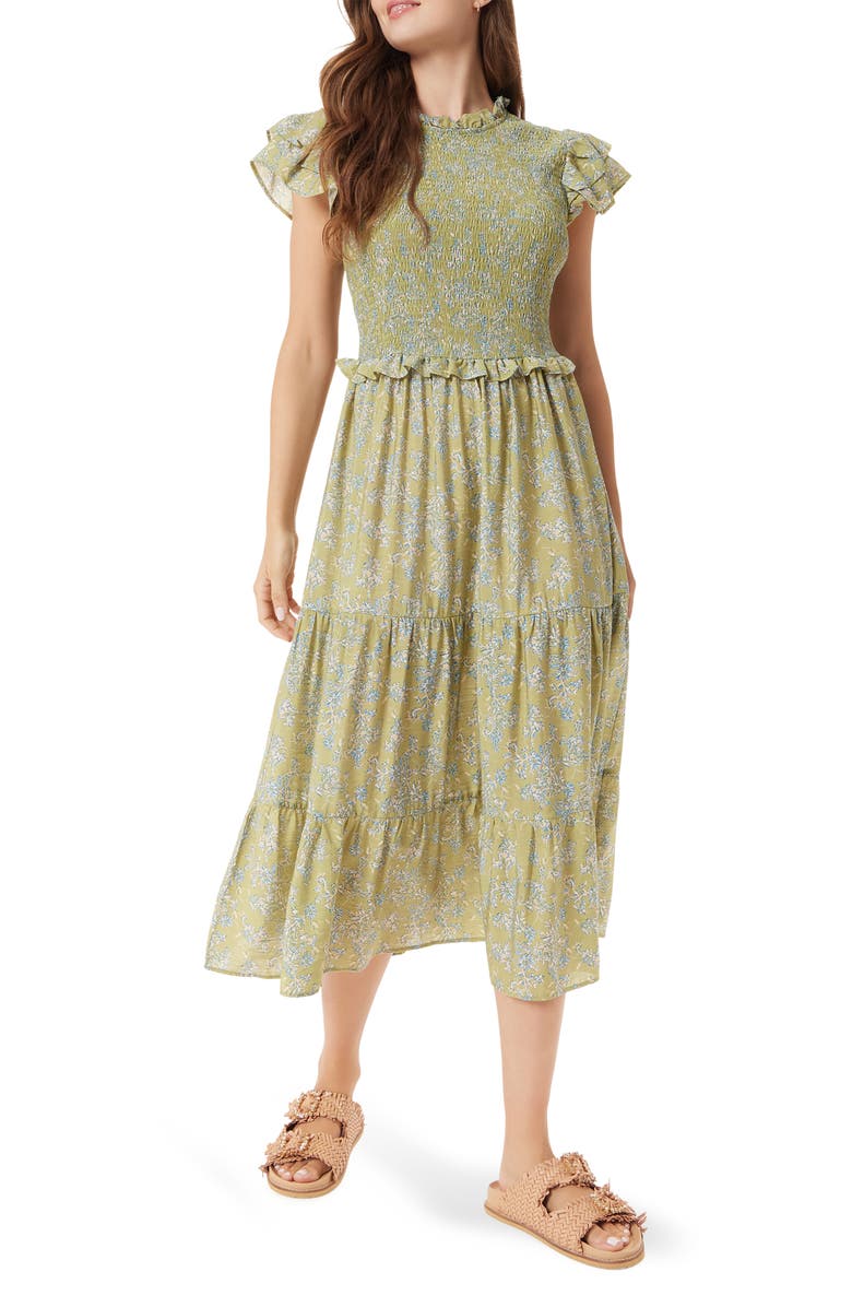 Sam Edelman Matilda Smocked Tiered Midi Dress, Alternate, color, 