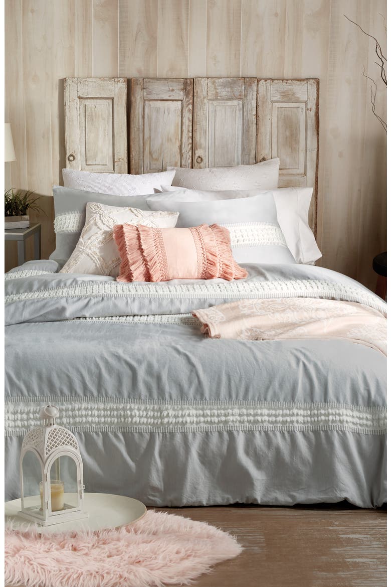 Tufted Dot Stripe Cotton Comforter & Sham Set, Alternate, color, GREY