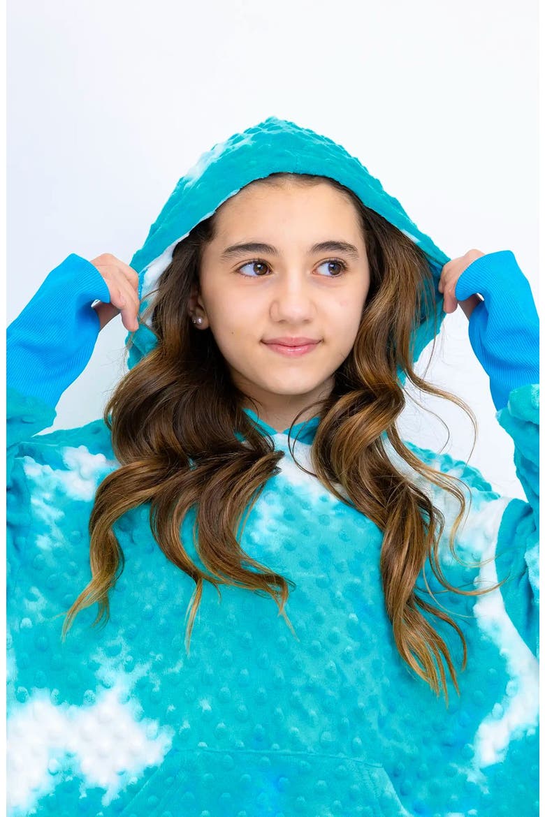 Minky Bubble Oversized Hoodie Big Kid, Alternate, color, Turquoise Tie Dye
