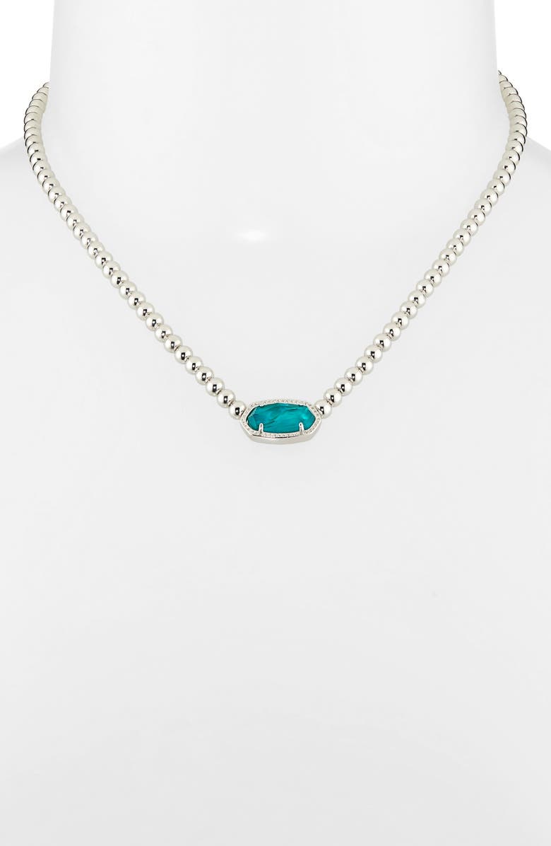 Kendra Scott Elisa Ball Chain Necklace, Alternate, color, Silver Bright Aqua Illusion