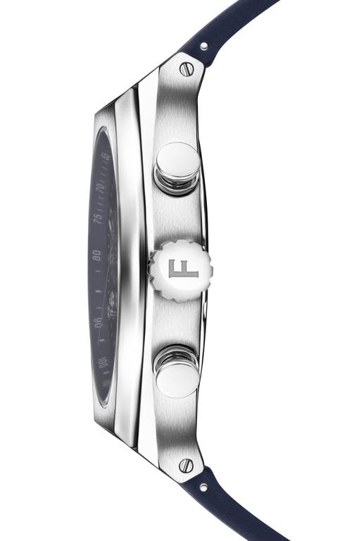 Ferragamo Tonneau Chronograph Silicone Strap Watch, 42mm In Silver