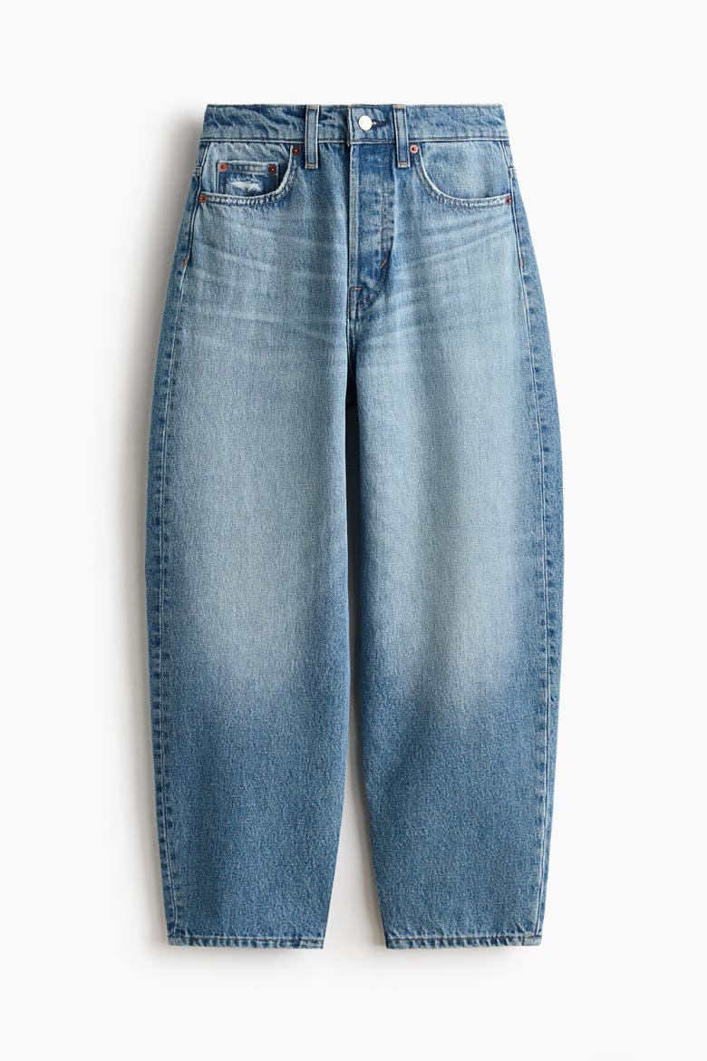 High-waist Barrel-leg Ankle Jeans, Alternate, color, Light denim blue