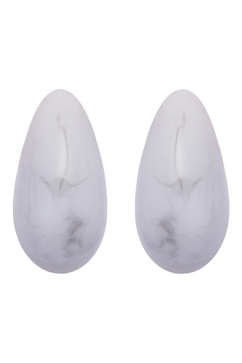 Carlotta Curve Marble Scoop Earrings, Main, color, GOLD TONE/ GREY MARBLE