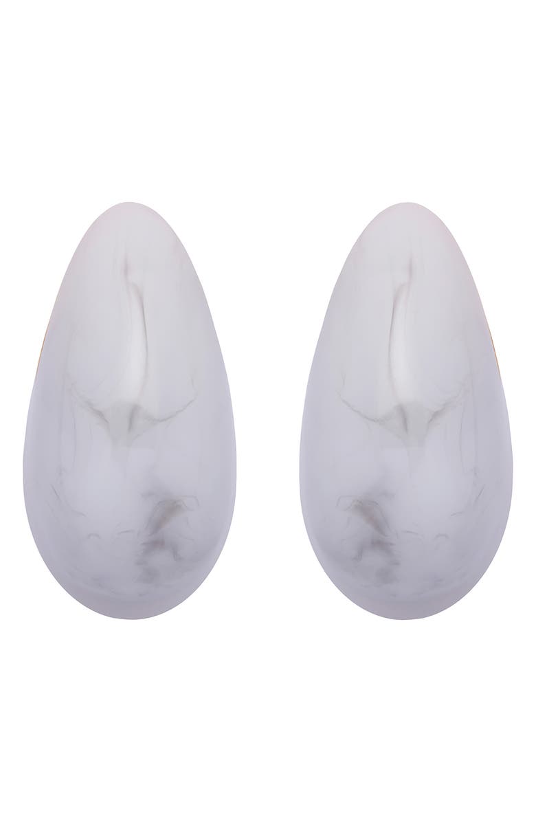 Reiss Carlotta Curve Marble Scoop Earrings, Main, color, Gold Tone/ Grey Marble