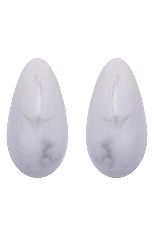 Reiss Carlotta Curve Marble Scoop Earrings In Gold Tone/grey Marble