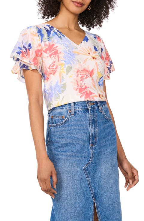 Floral Tulip Sleeve Top