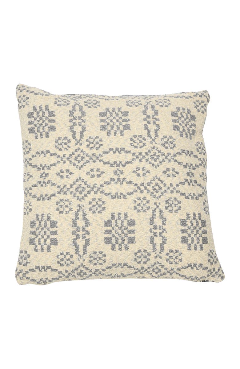 Storied Home Woven Cotton Jacquard Pillow, Main, color, Grey