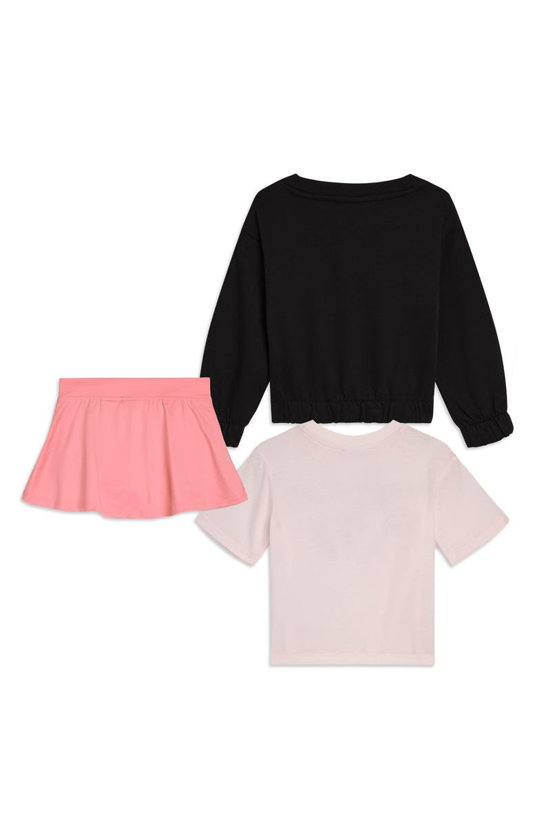 PUMA Kids' Crewneck Sweatshirt, Graphic T-Shirt & Skort Set, Alternate, color, Black