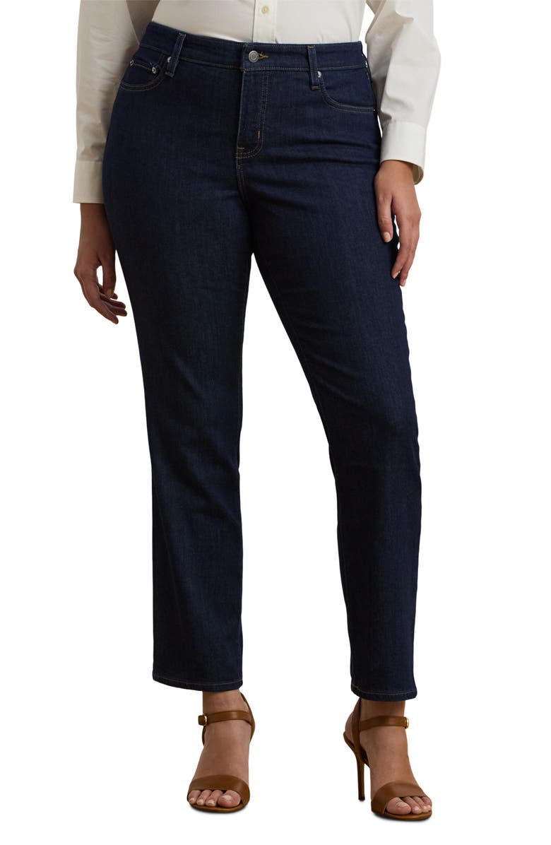 Lauren Ralph Lauren Straight Leg Jeans, Main, color, Dark Rinse Wash Denim