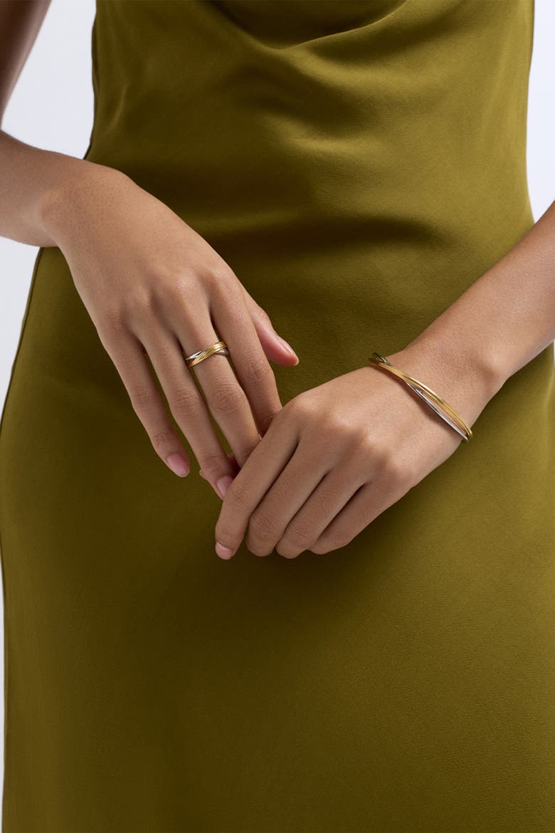 Aurora Weave Mixed Metal Bangle, Alternate, color, Gold