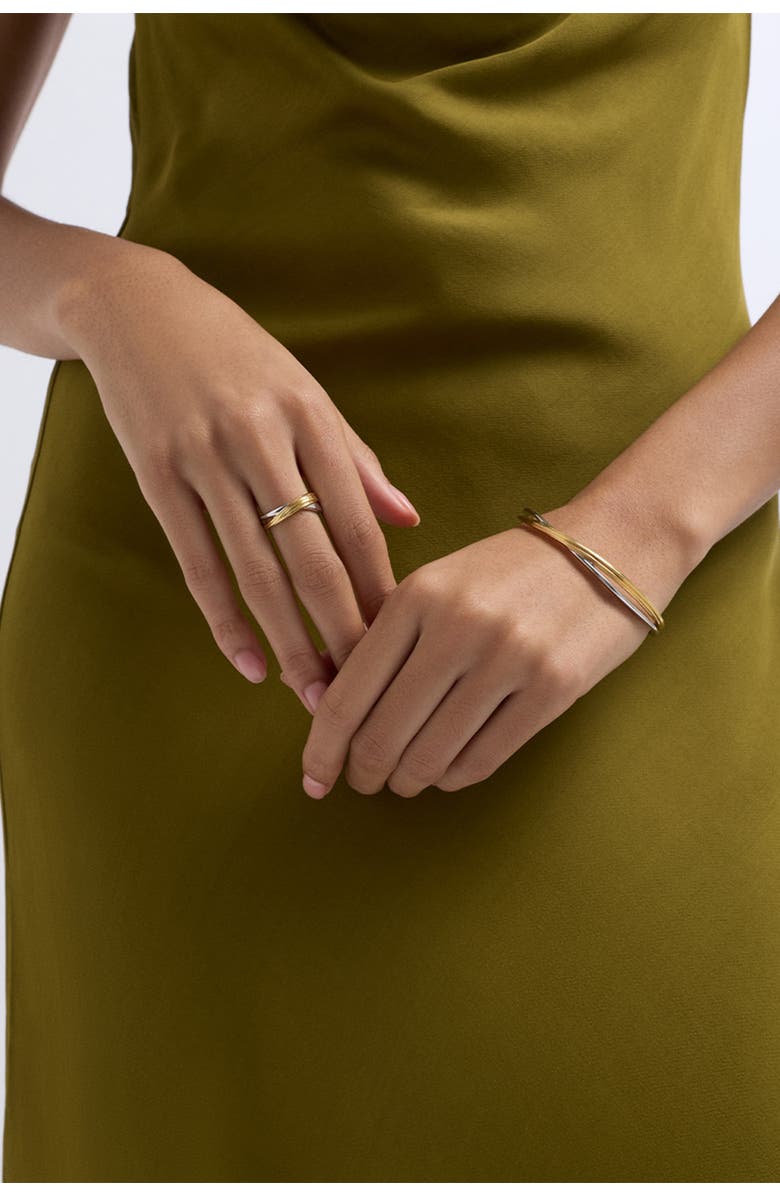 Astley Clarke Aurora Weave Mixed Metal Bangle, Alternate, color, Gold