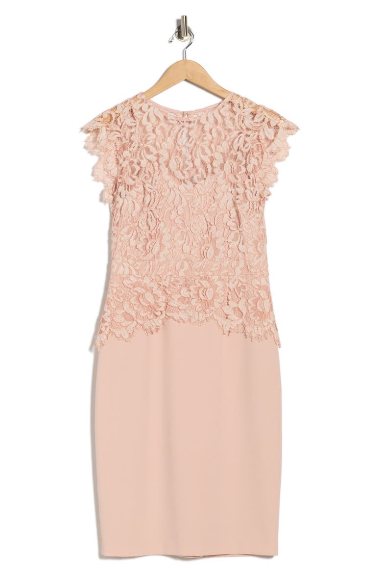 Lace Peplum Dress, Alternate, color, BLUSH