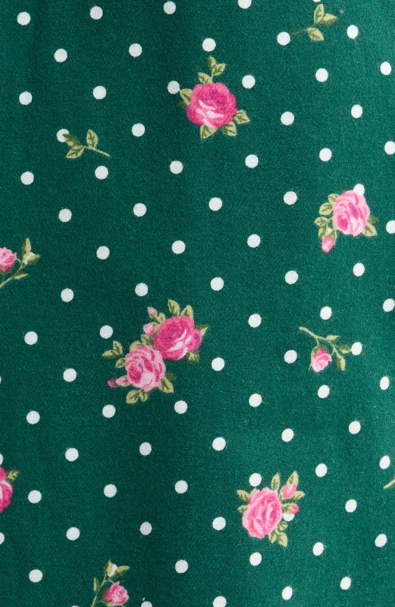 Open Edit Print Flannel Boxer Pajama Pants, Alternate, color, Green Polka Dot Rose