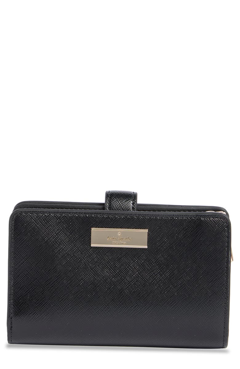 Kate Spade New York kenzie patent leather bifold wallet, Main, color, Black