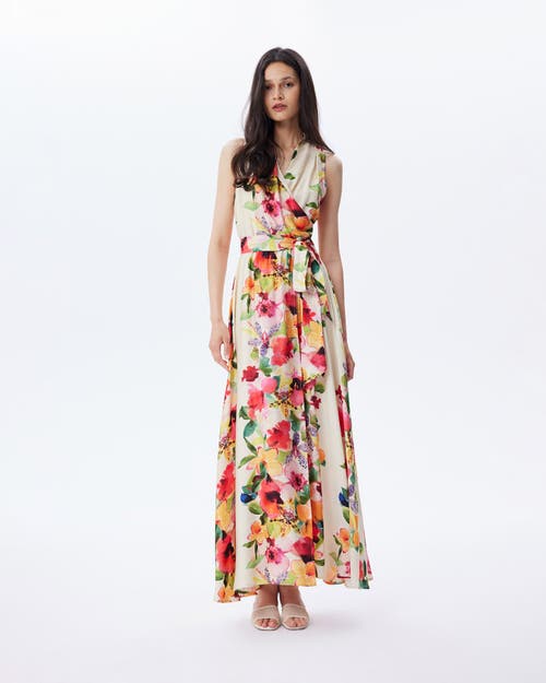 Theo The Label Theia Orchid Print Maxi Therese Dress In Mandarine Flower