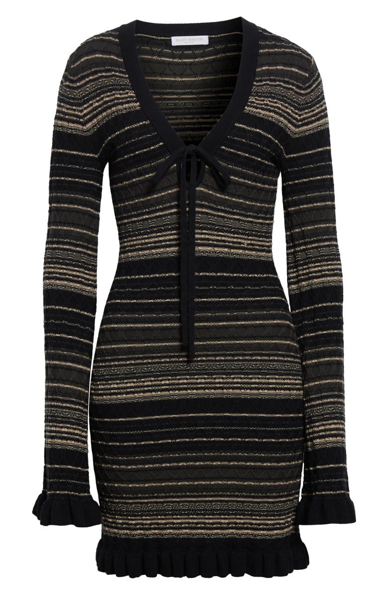 Ramy Brook Mary Stripe Long Sleeve Wool Blend Sweater Dress, Alternate, color, Deep Olive Cable