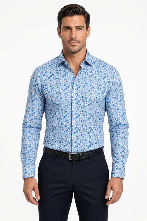 Nice Print Button-Up Long Sleeve Shirt
