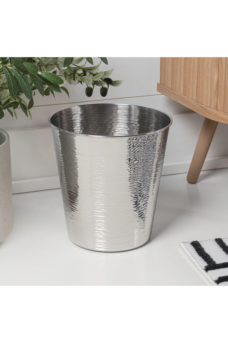 Remi Modern Classic Textured Steel 2-Gallon Wastebasket, Alternate, color, Polished Steel