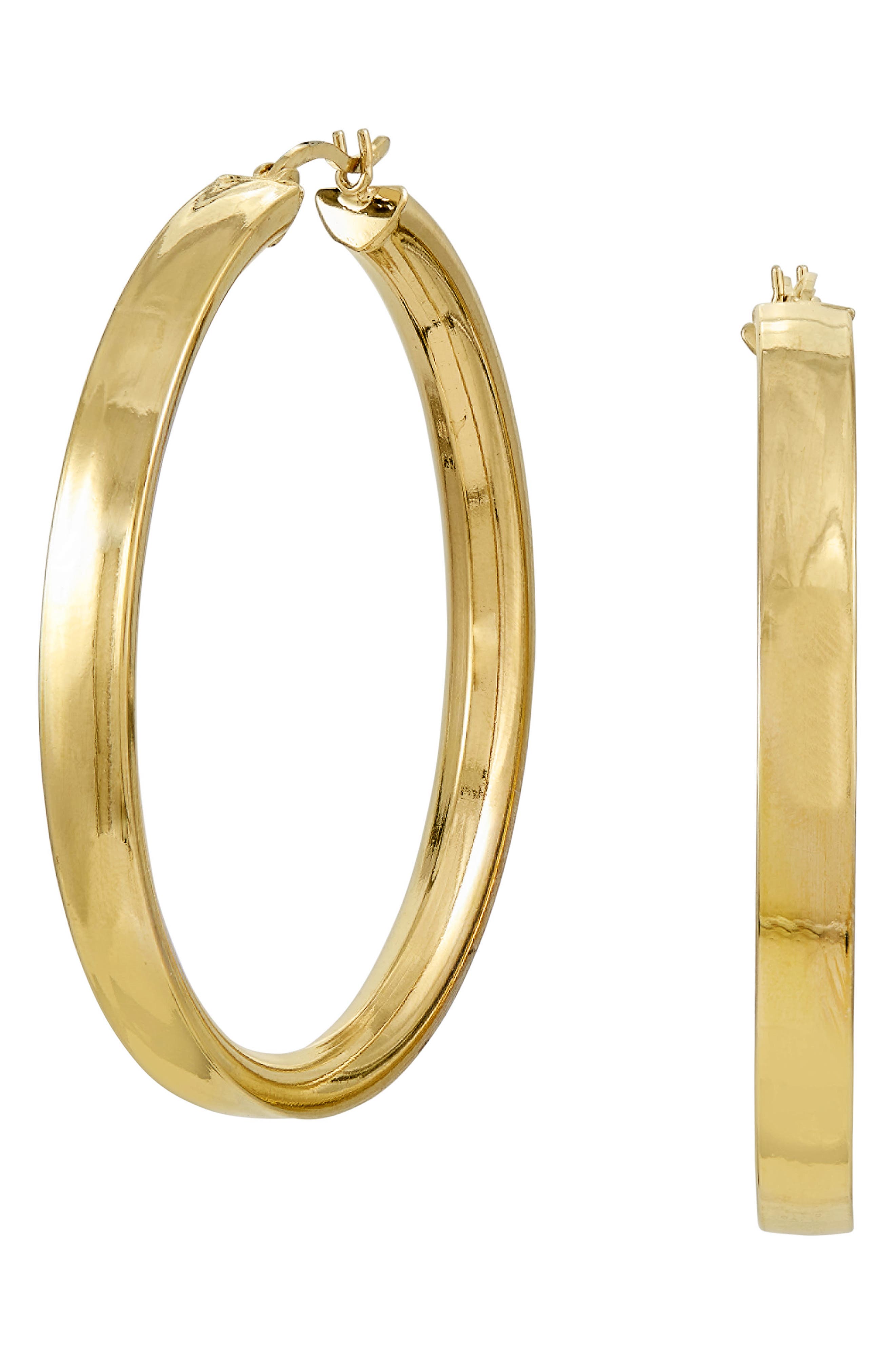 SAVVY CIE JEWELS 18K Gold Plated Sterling Silver Wide Hoop Earrings