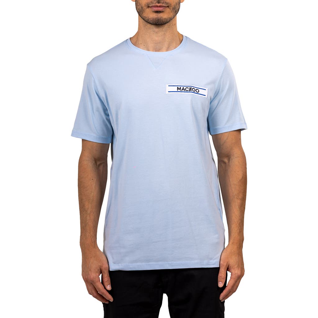 Maceoo Baron Lightblue Logo Patch Stretch Cotton T-shirt In Blue