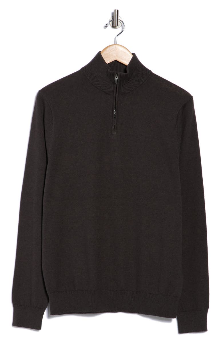 14th & Union Quarter Zip Organic Cotton & Cashmere Sweater, Alternate, color, Black Raven