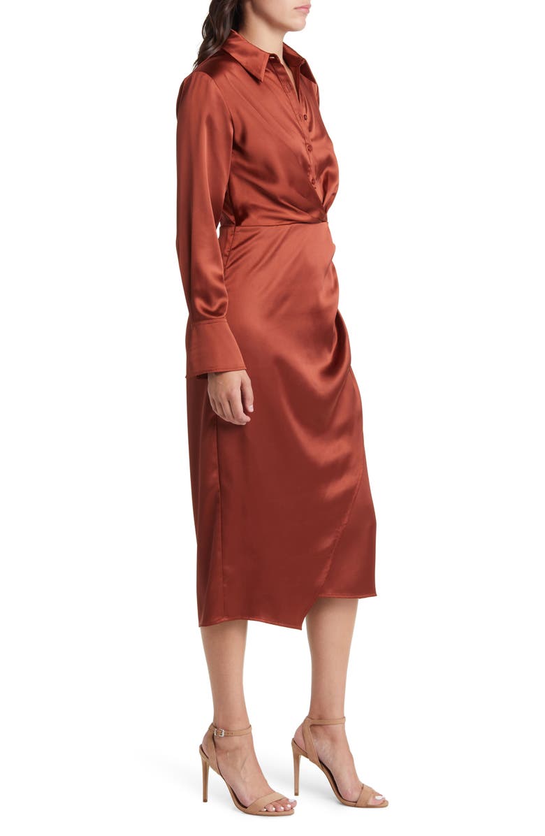 Mila Mae Long Sleeve Satin Shirtdress, Alternate, color, 