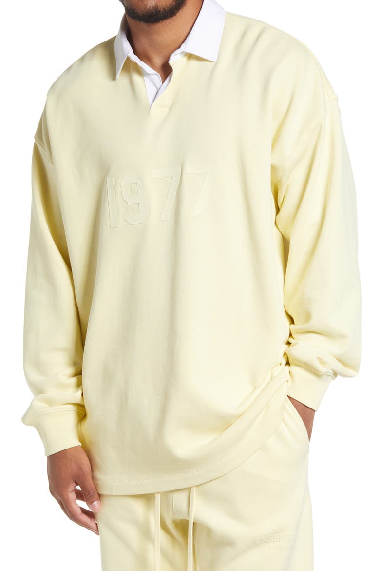 Men's French Terry Rugby Shirt, Main, color, CANARY