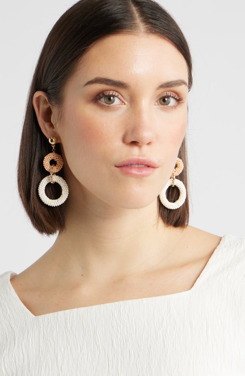 Nordstrom Beaded Link Drop Earrings, Alternate, color, Neutral Multi- Gold
