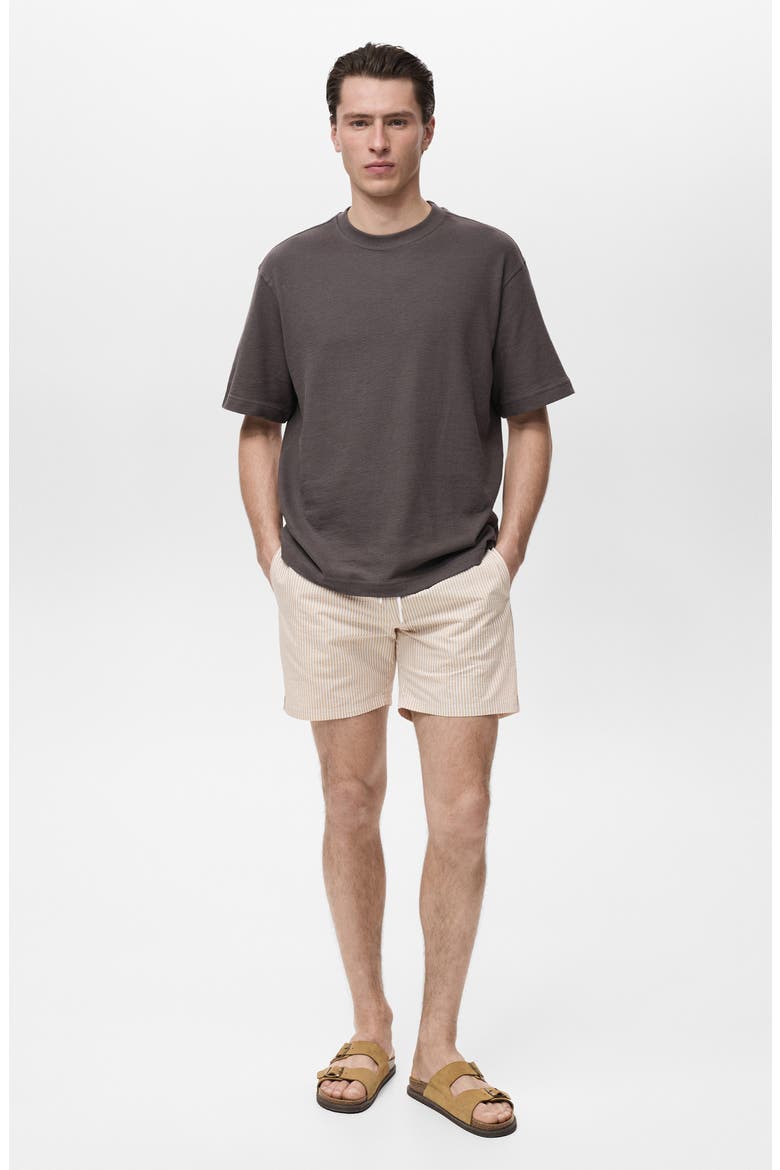 Seersucker Swim Trunks, Alternate, color, SAND