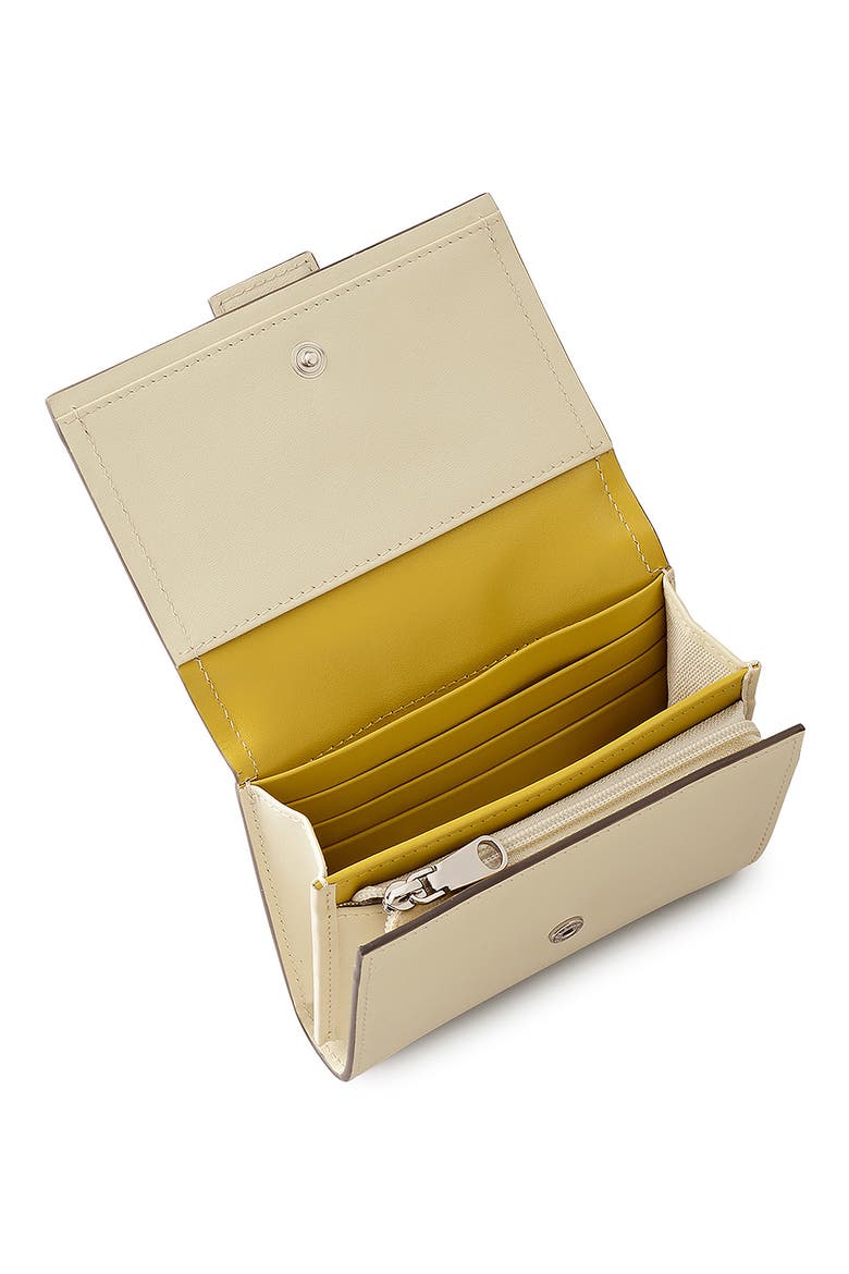 Sloane Medium Leather Flapover Wallet, Alternate, color, SNOW