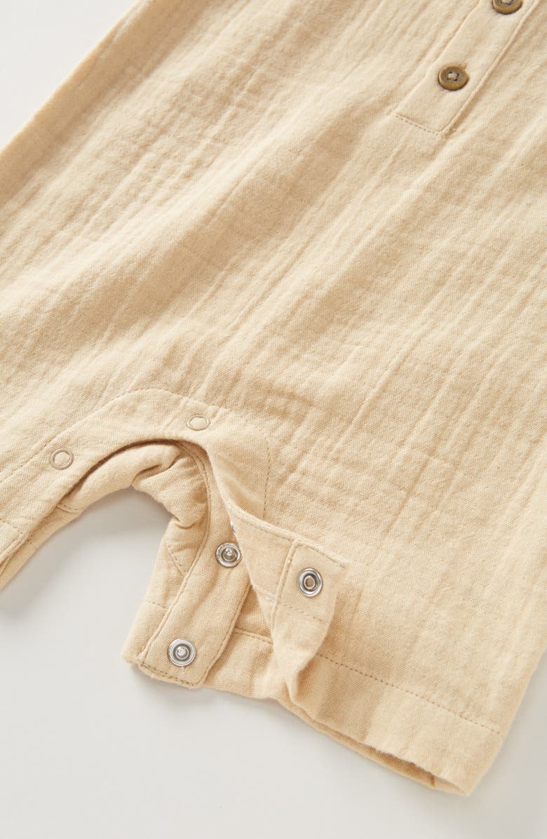 Nordstrom Cotton Gauze Henley Romper, Alternate, color, Tan Shore