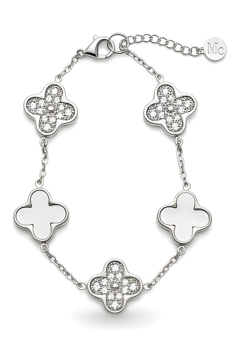 Clover Station Bracelet, Main, color, SILVER