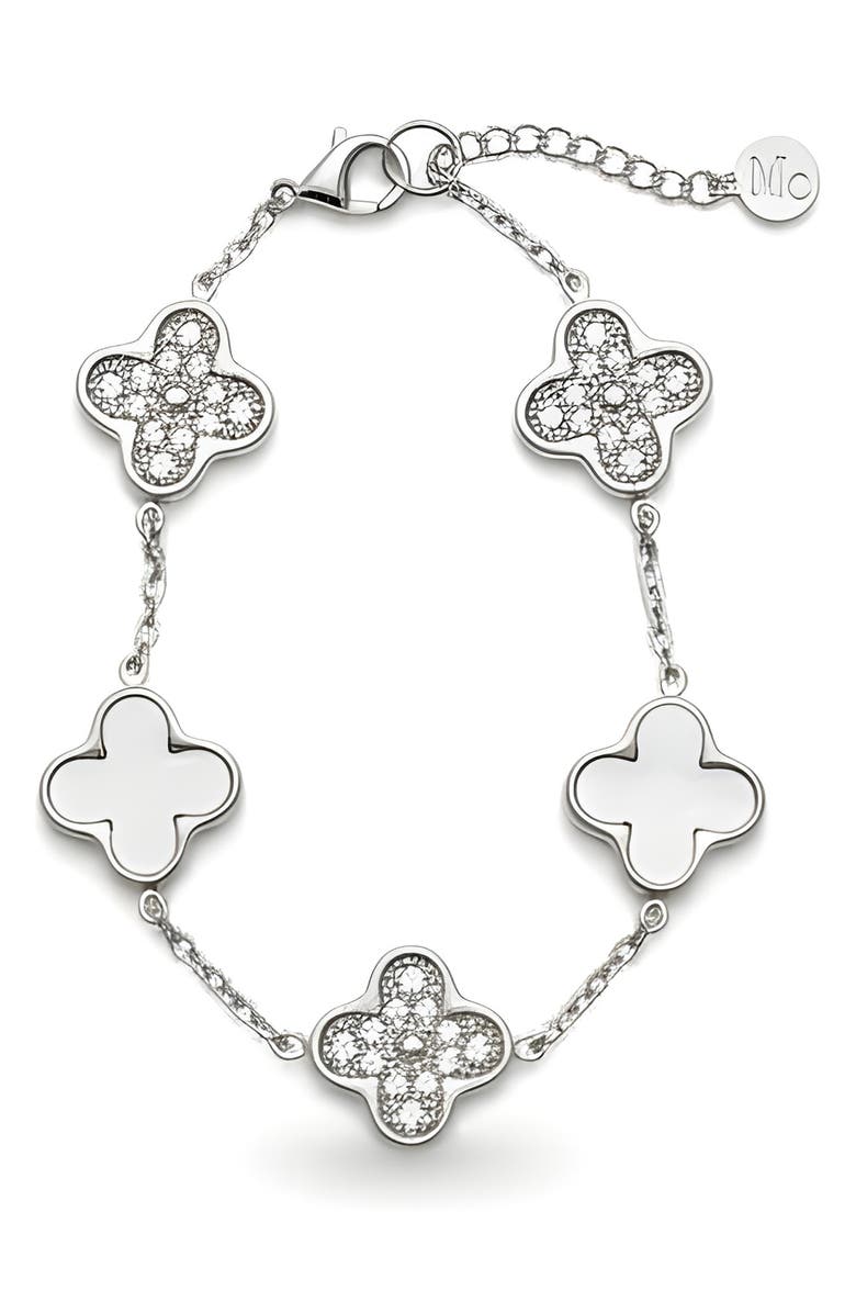 MacRae & Co. Clover Station Bracelet, Main, color, Silver