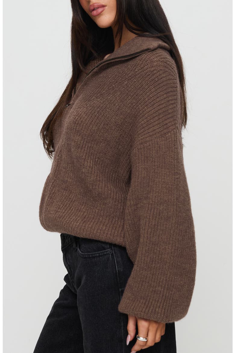 Herteford Zip Front Sweater, Alternate, color, BROWN
