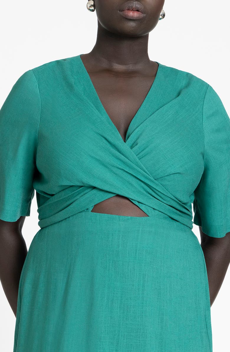 ELOQUII Wrap Bodice Dress, Alternate, color, 