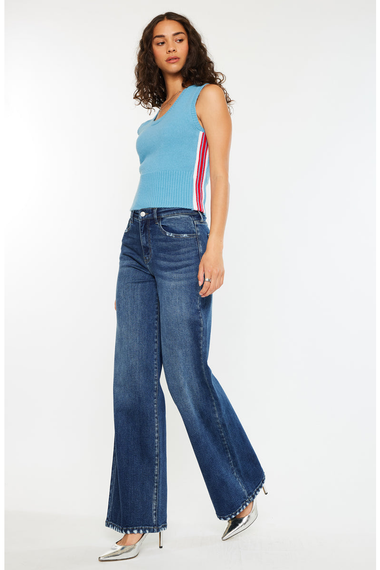 Tiara Essentials High Rise Wide Leg Jeans, Alternate, color, Dark Wash