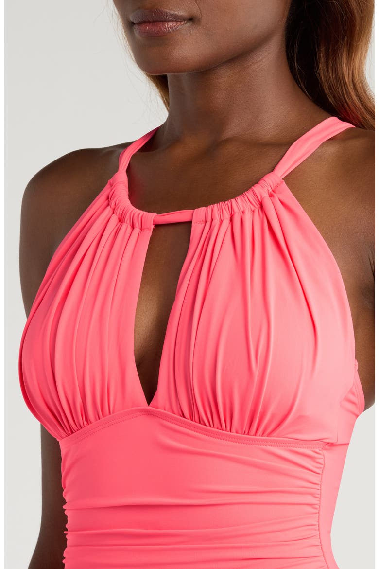Island Goddess Convertible High Neck One-Piece Swimsuit, Alternate, color, CORAL REEF