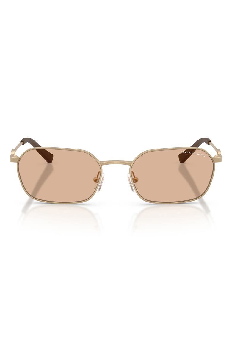 AX Armani Exchange 54mm Irregular Sunglasses, Main, color, Matte Pale Gold / Brown