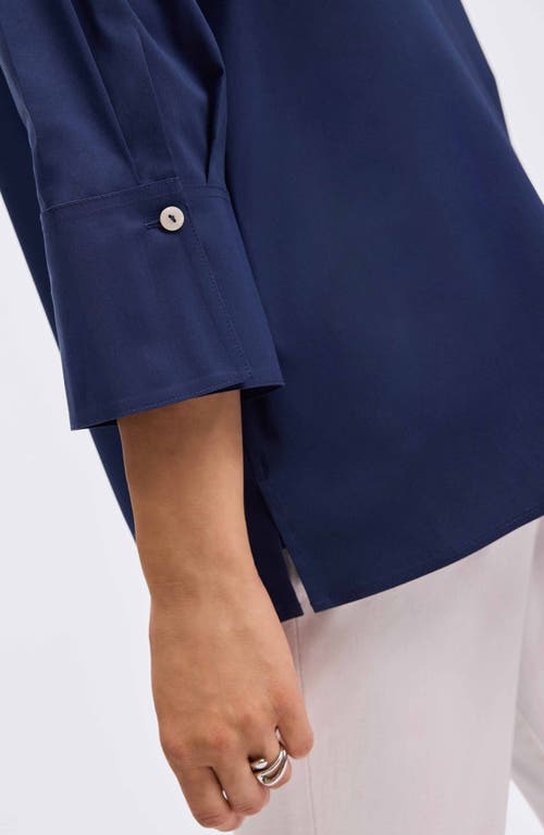 Foxcroft Julia Stretch Cotton Blend Shirt In Navy