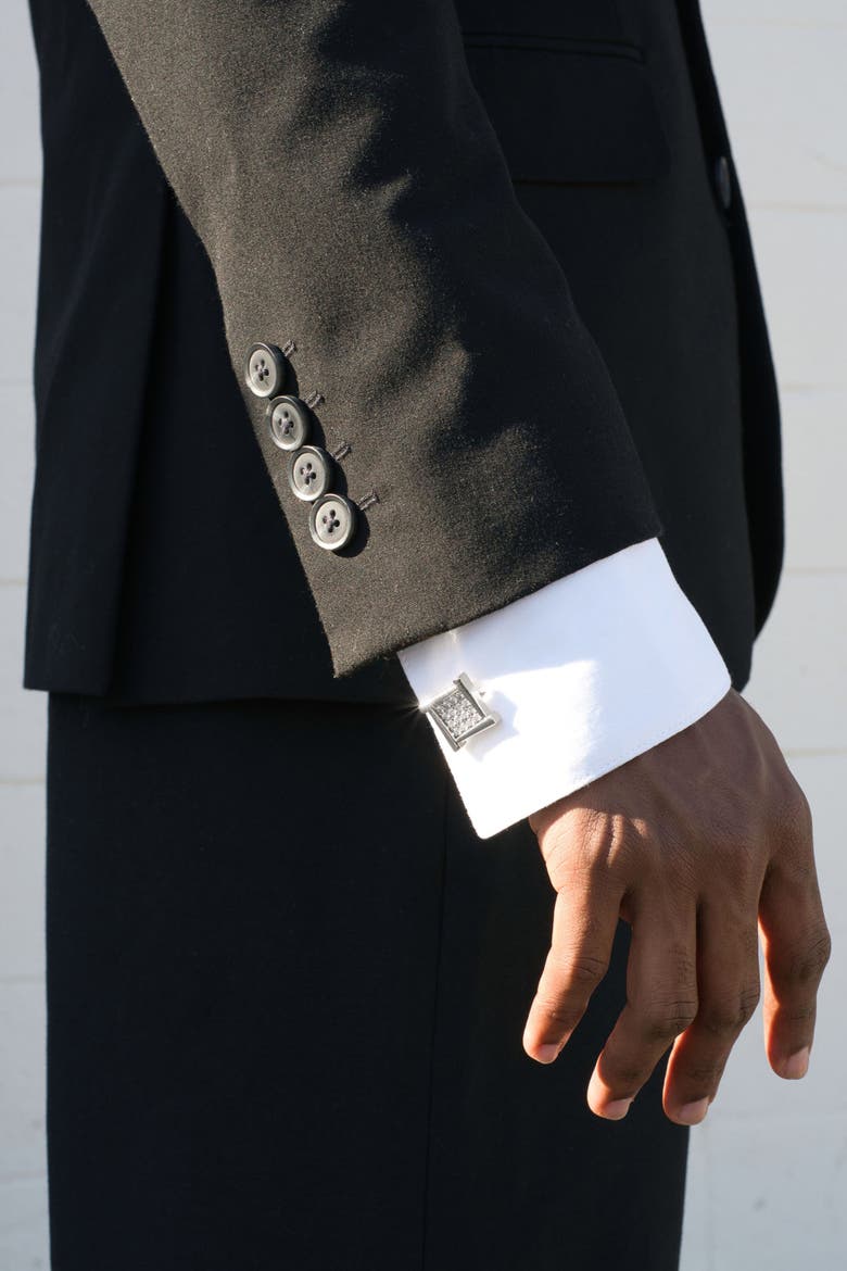 Atlas Square Grid Cufflinks, Alternate, color, Silver/Clear