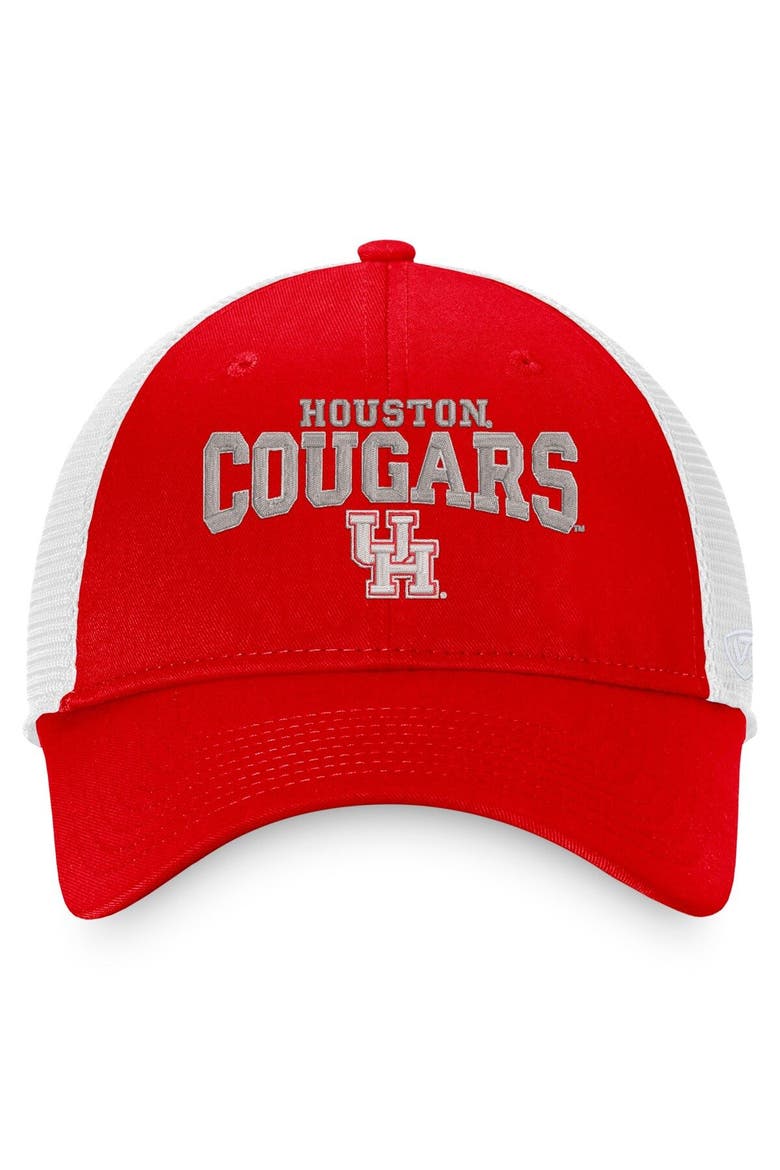 Men's Top of the World Red Houston Cougars Breakout Trucker Snapback Hat, Alternate, color, Red