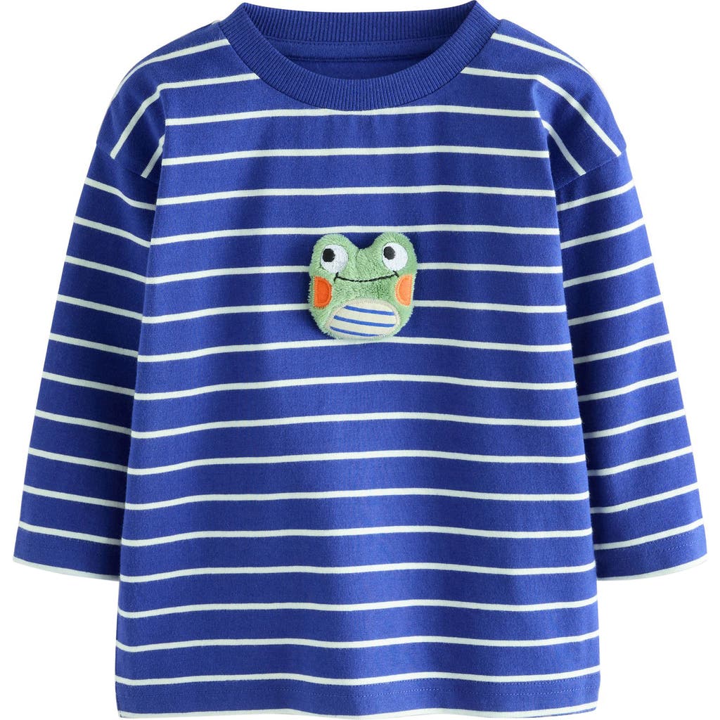 Next Kids' Stripe Frog Cotton T-shirt In Blue