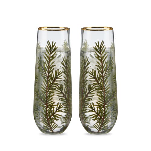 Twine Woodland Stemless Champagne Glasses, Set Of 2 In Green