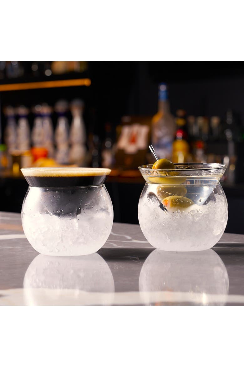 Stemless Martini Glasses With Chiller - Set of 4, Alternate, color, Clear