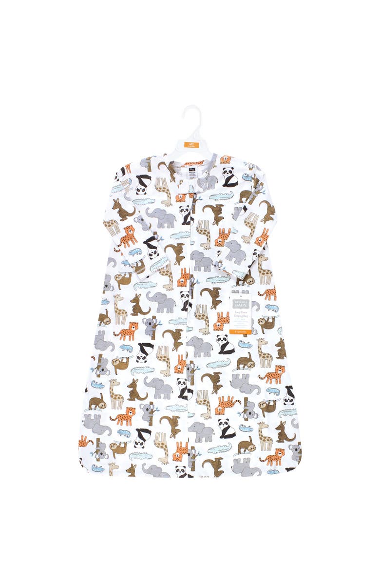 Hudson Baby Long-Sleeve Cotton Jersey Sleeping Bag, Alternate, color, Zoo Animals