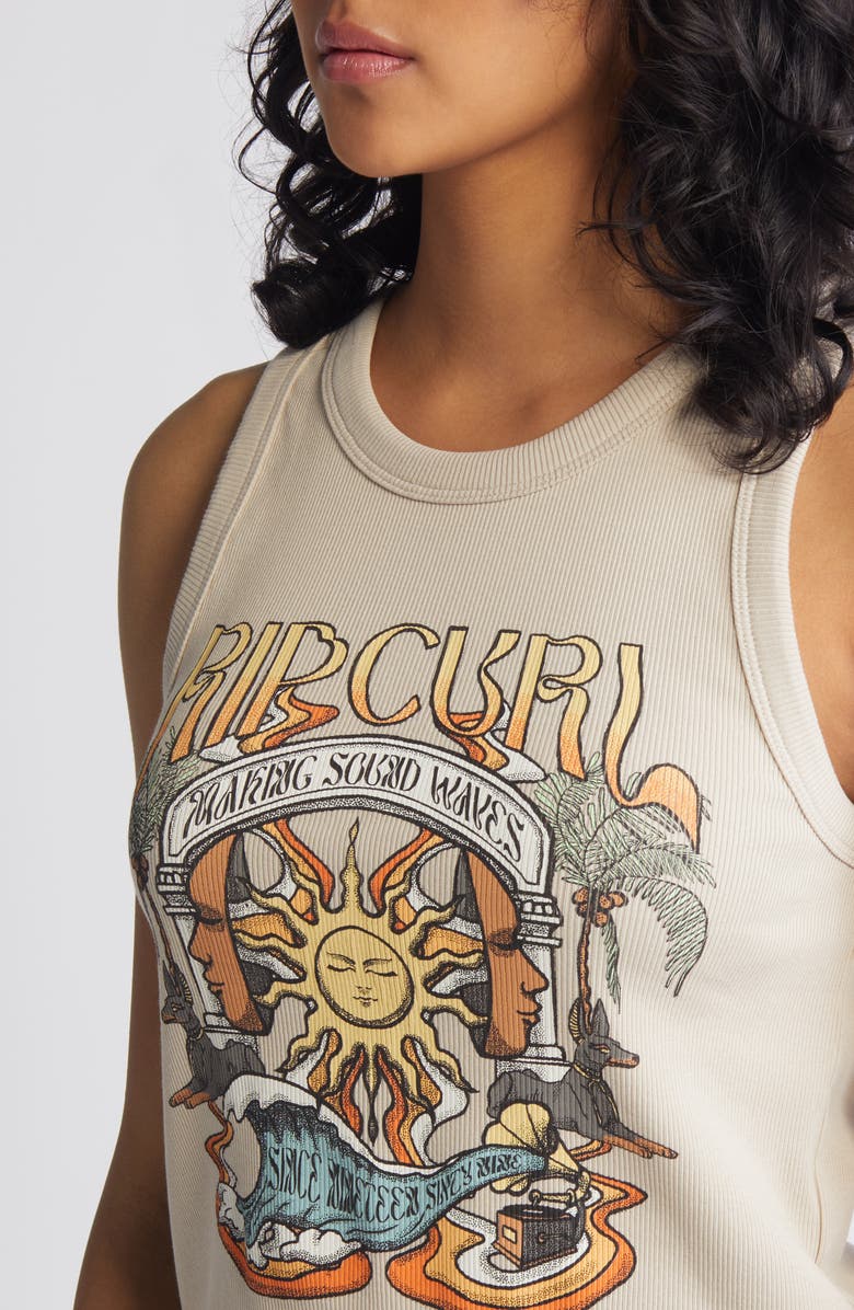 Rip Curl Sound Wave Rib Graphic Tank, Alternate, color, Natural