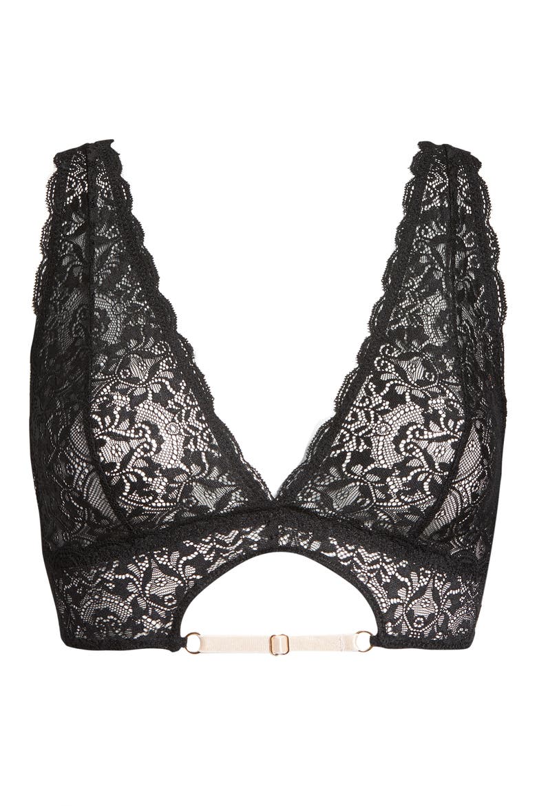 Intimates Nicollette Lace & Mesh Bralette, Alternate, color, BLACK